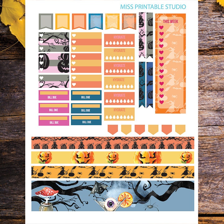Happy Planner October Printable October Stickers Fall - Etsy