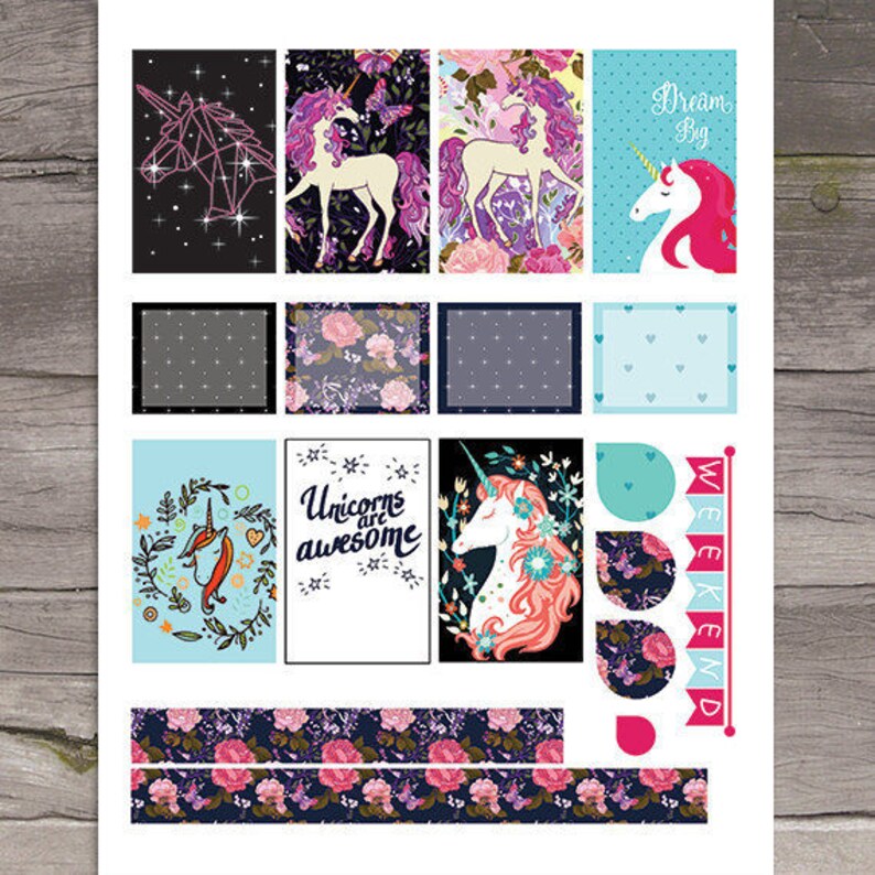 unicorn printable planner stickers big mambi happy planner