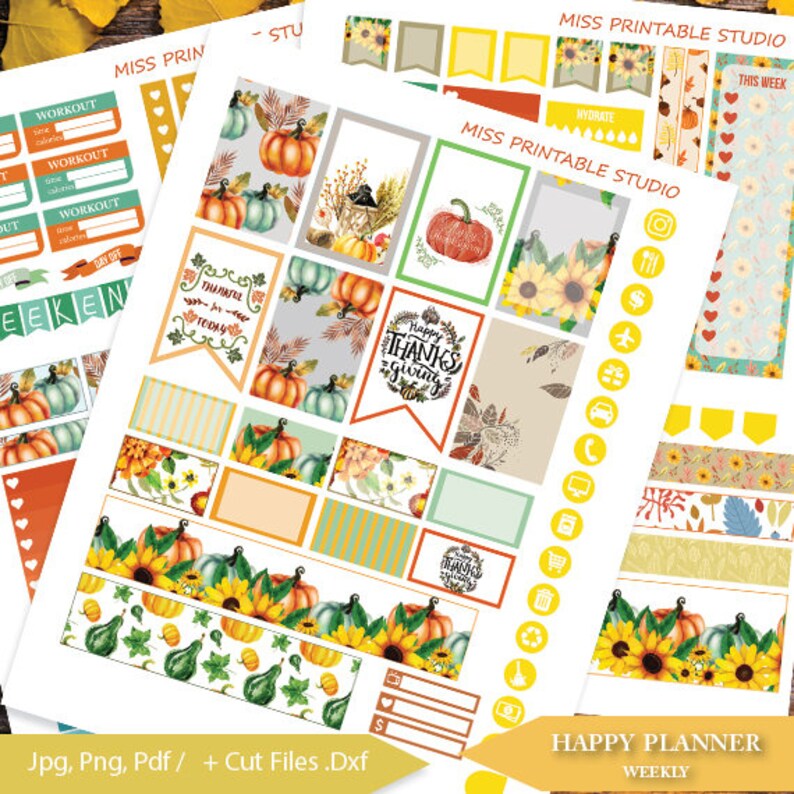 Fall Planner Stickers Printable Autumn Planner Stickers HAPPY - Etsy