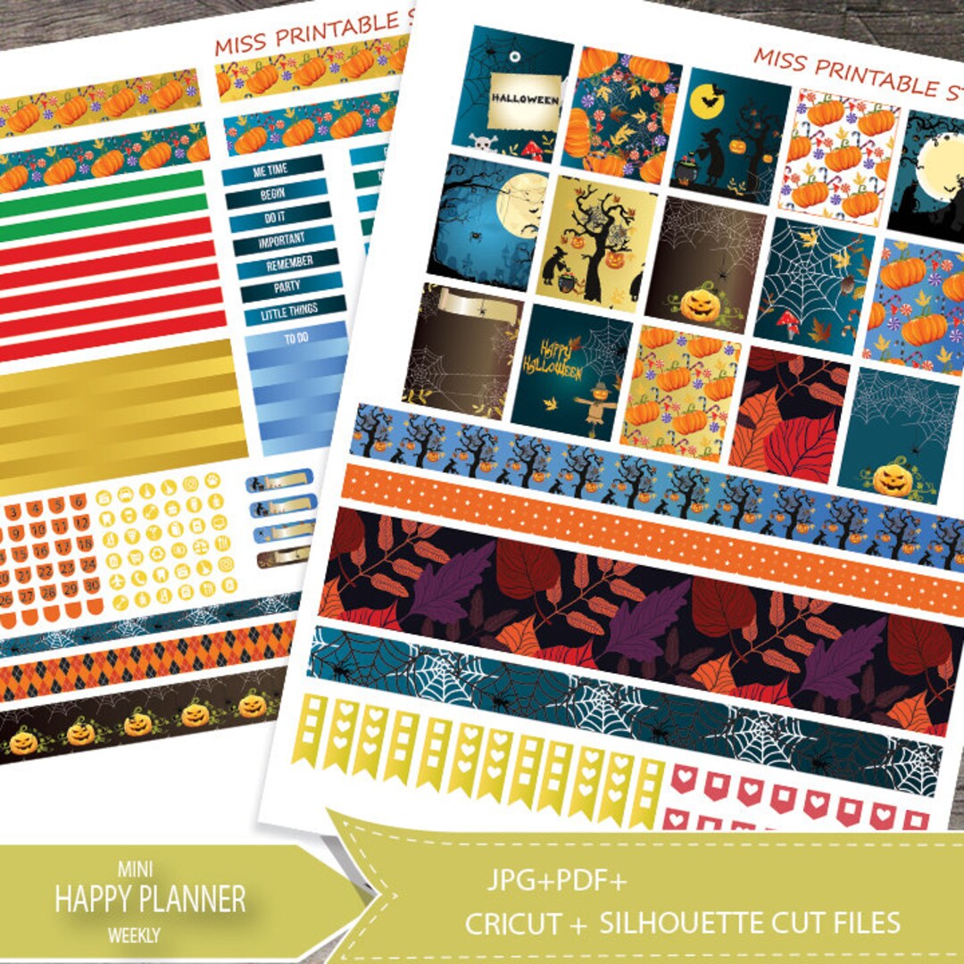 Mini Happy Planner October Planner Stickers Printable,halloween Kit ...