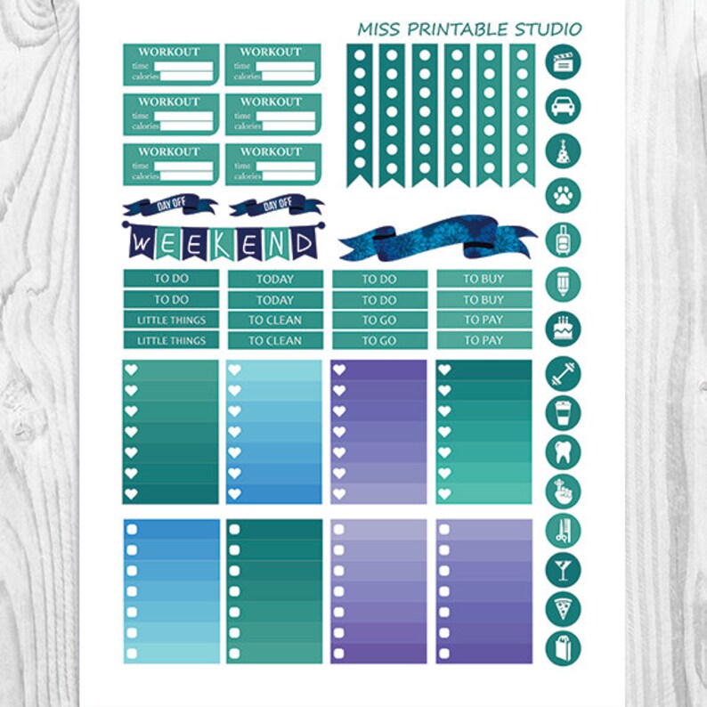 Peacock Planner Stickers Printable Peacock Feathers HAPPY - Etsy