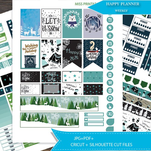Happy Planner January Monthly Kit Printable January Stickers | Etsy