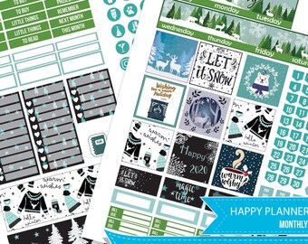 January Planner Stickers Printable Winter January Monthly - Etsy