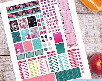 Unicorn Monthly Planner Stickers Printable, Monthly Mini Happy planner, Monthly Kit, Printable Sampler,Instant download, Cut files