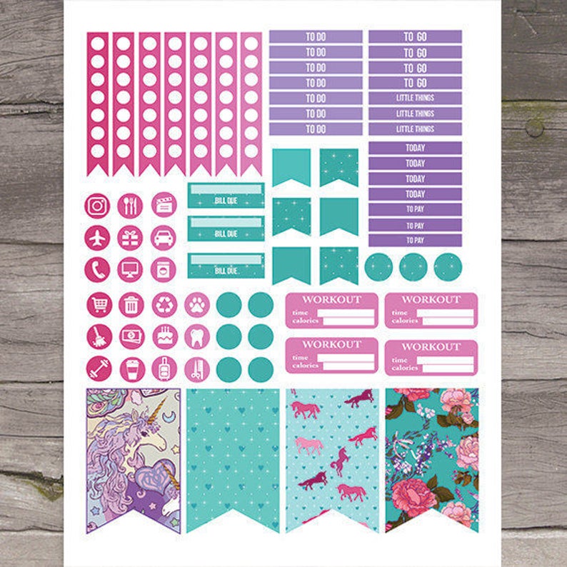 unicorn printable planner stickers big mambi happy planner