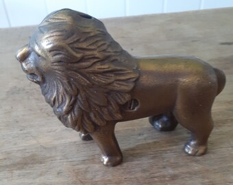 Antique Iron Lion Bank