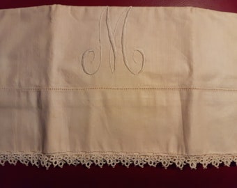 Vintage standard white Pillowcase M monogram