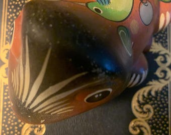 Folk Art Hand Painted Ceramic Frog 2002 Cozumel Mexico
