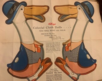 1955 Kelloggs Dandy the Duck Cloth Doll Pattern