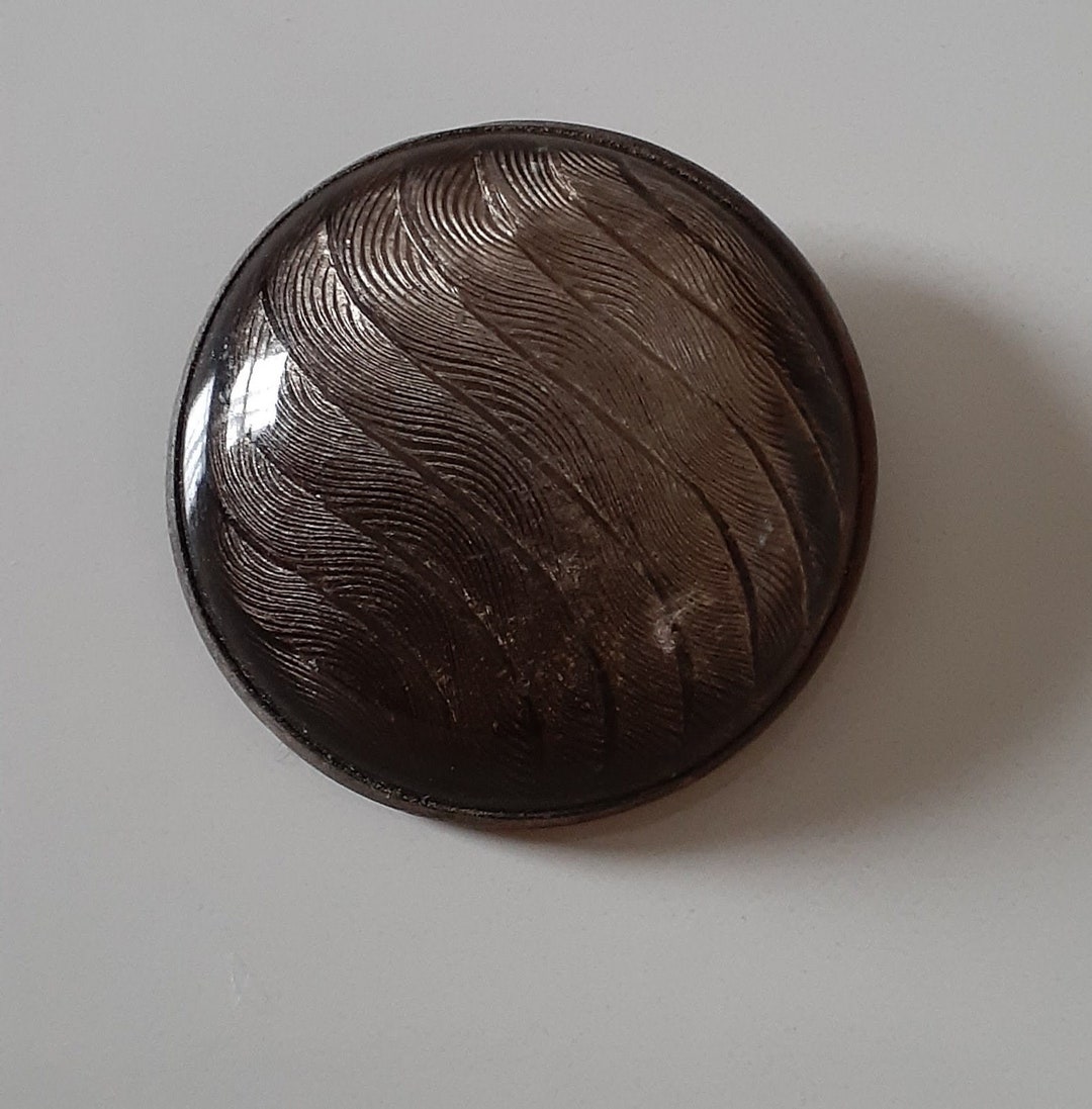 Button Antique Design Under Glass black & Grey Etsy