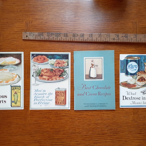 Vintage recipe booklets, Argo Corn Starch, Marola Oil, Karo Syrup, Walter Baker & Co, sold individually