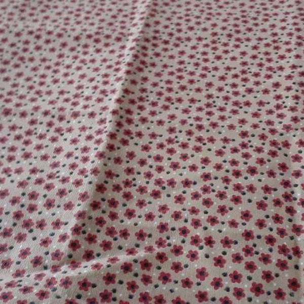 1960 Vintage cotton calico, brown and red, tiny print
