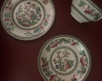 Two sets Vintage Indian Tree Pattern Cup, Saucer and dessert plate 6 pcs