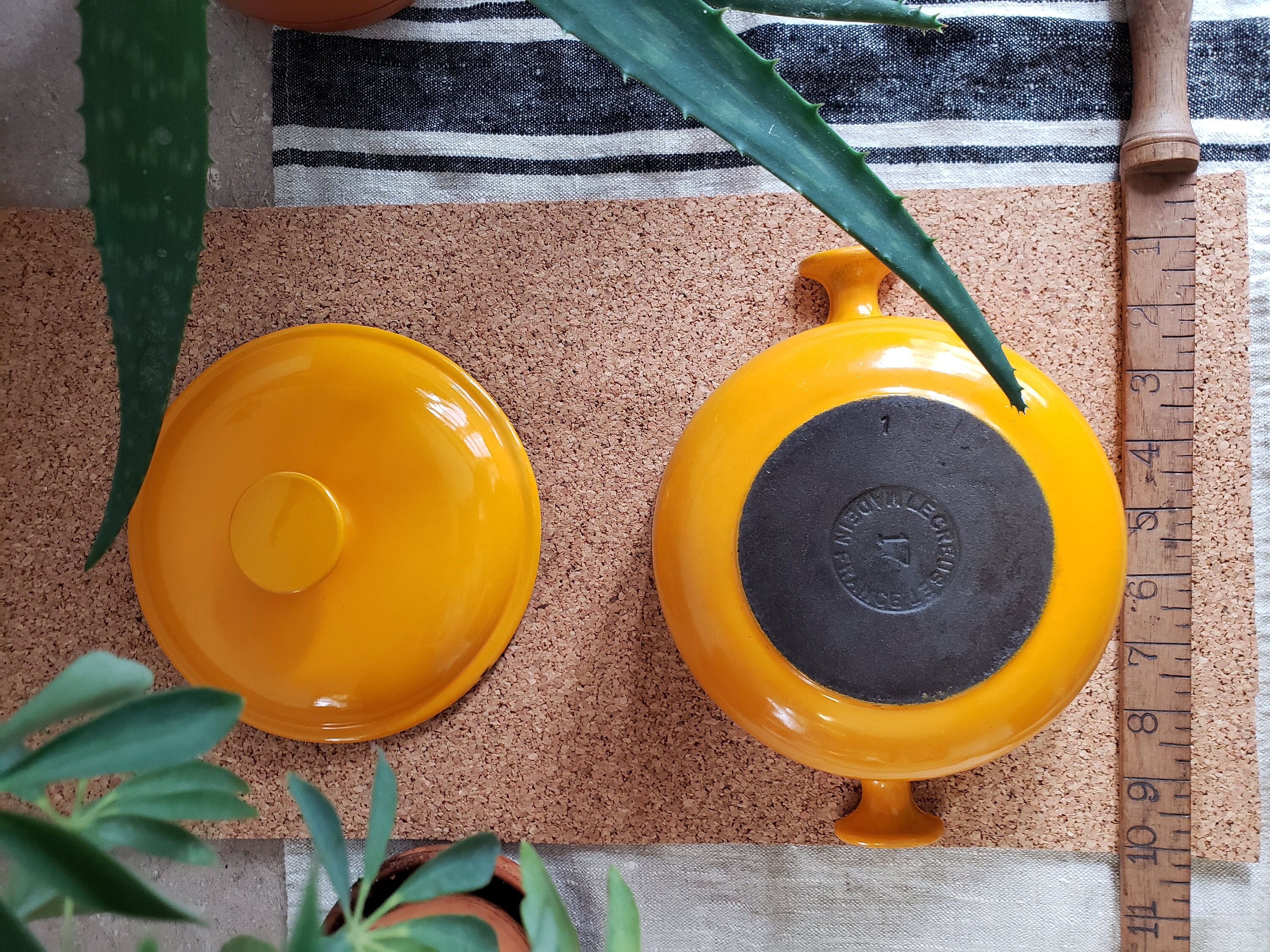 Vintage 1970's Le Creuset Enzo Mari Mama Saffron Yellow-orange