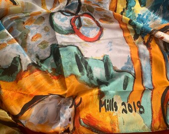 Tribute (scarf) to Billy Mills, 10,000 meter gold medal winner, 1964 Olympics - tribute scarf (made in 2018)