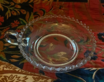 Vintg Imperial Glass Candlewick Candy, Nut Dish with Wheat Etched