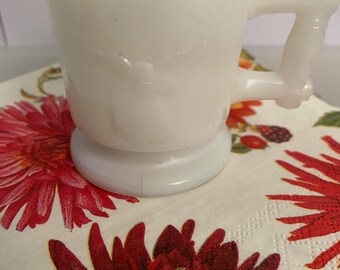 C. 1880 Miniature Antique Milk Glass Mug on a base with a raised Bull & Reindeer on either side!