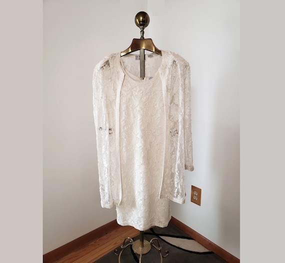 1980's Vintage Scala Beaded Lace Sleeveless Dress… - image 1