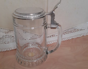 House of Global Art, Etched Glass, Pewter, West Germany Stein