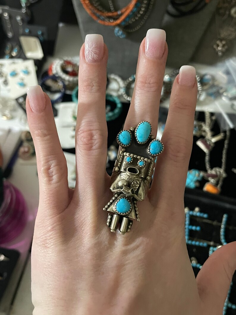 Doris Smallcanyon Navajo Coral Kachina Sterling Silver Cuff Bracelet Doris Smallcanyon Navajo Coral Kachina Sterling Silver Cuff Bracelet
