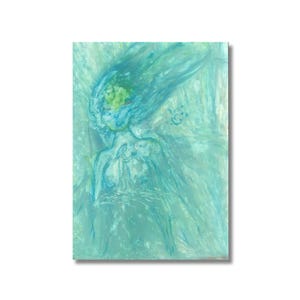 Water Goddess Artwork – Original A4 Oil Pastel Drawing | Mystical Lemurian Art | Dreamy Beach House Decor & Spiritual Wall Art - Water nimph