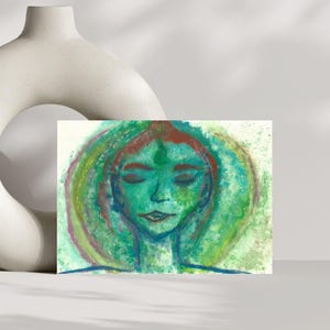 Arte de meditação de Tara Verde | Pintura espiritual da deusa Tara | Arte de cura de Tara Verde | Deusa Tara | Arte espiritual para paz interior