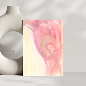 A6 Postcard - Foetus in Womb with Soft Pink Tones - Pregnancy Art - New Life Card