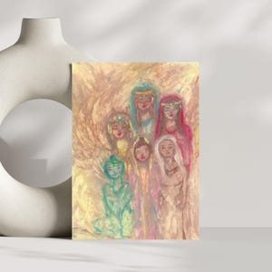 Cartolina di emancipazione femminile divina / Cartolina di energia femminile divina / Arte sacra del cerchio delle donne / Cartolina delle donne emancipate