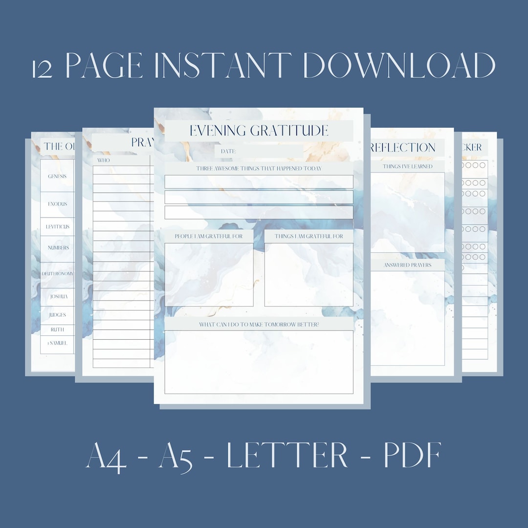 Printable Bible Study Journal Pages PDF, Downloadable Gratitude Pages ...