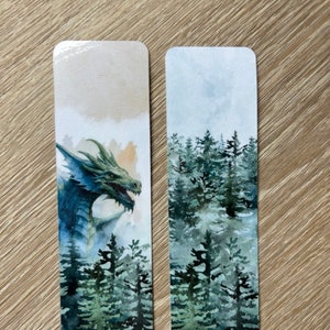 Dragon Bookmark, Booktok Bookmark, Watercolor Forest Bookmark