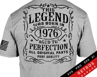 1976 Birthday Legende SVG PNG: Vintage Perfektion (Digitaler Download)