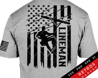 Lineman USA Flag SVG PNG Patriotic Lineman Design America Poles Lineman Cut File Download