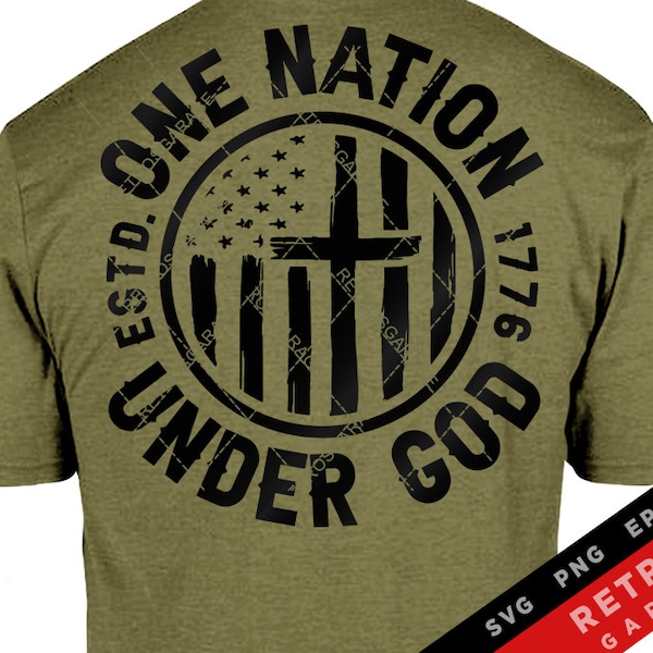 One Nation Under God SVG PNG Defend Second Amendment Sublimation Patriotic Print Design America EPS Usa Gun Rights Heat Press