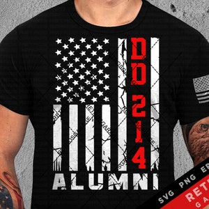 May include: Black t-shirt with a distressed American flag design and the text "DD214 ALUMNI".
