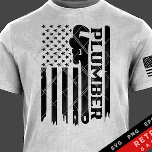 Plumber USA Flag SVG PNG Pipefitter Design America Pipes Cut File Download