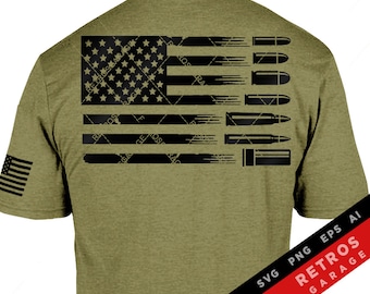 Munizioni con bandiera USA SVG: design patriottico per fucile (download digitale)