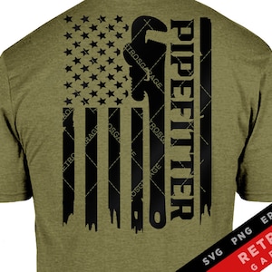 Pipefitter USA Flag SVG PNG Pipefitter Design America Pipes Cut File Download
