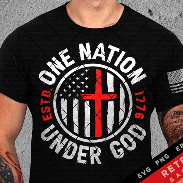 One Nation Under God SVG PNG Defend Second Amendment Sublimation Patriotic Print Design America EPS Usa Gun Rights Heat Press