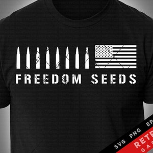 Semi di libertà Bandiera USA SVG PNG Secondo emendamento Stampa patriottica Design America Libertà Diritti Secondo emendamento Regalo per papà
