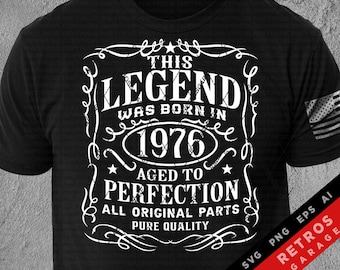 1976 Birthday Legende SVG PNG: Vintage Perfektion (Digitaler Download)