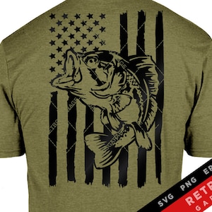 Usa Flag Fishing Bass SVG PNG Bass Fishing Print Design America EPS Usa Outdoor Heat Press