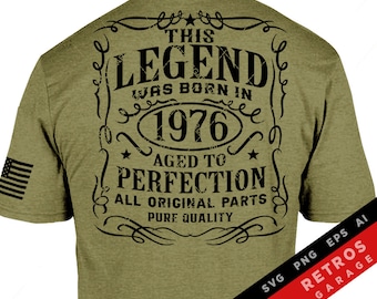 1976 Geburtstagslegende SVG PNG: Vintage Perfektion Schnittdatei gealtert