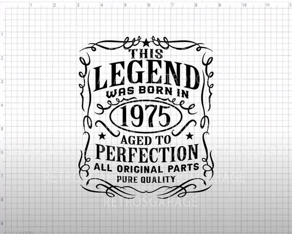 1975 Birthday Legend SVG PNG: Vintage Aged Perfection (digital