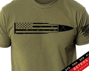 Munizioni con bandiera USA SVG: design patriottico per fucile (download digitale)