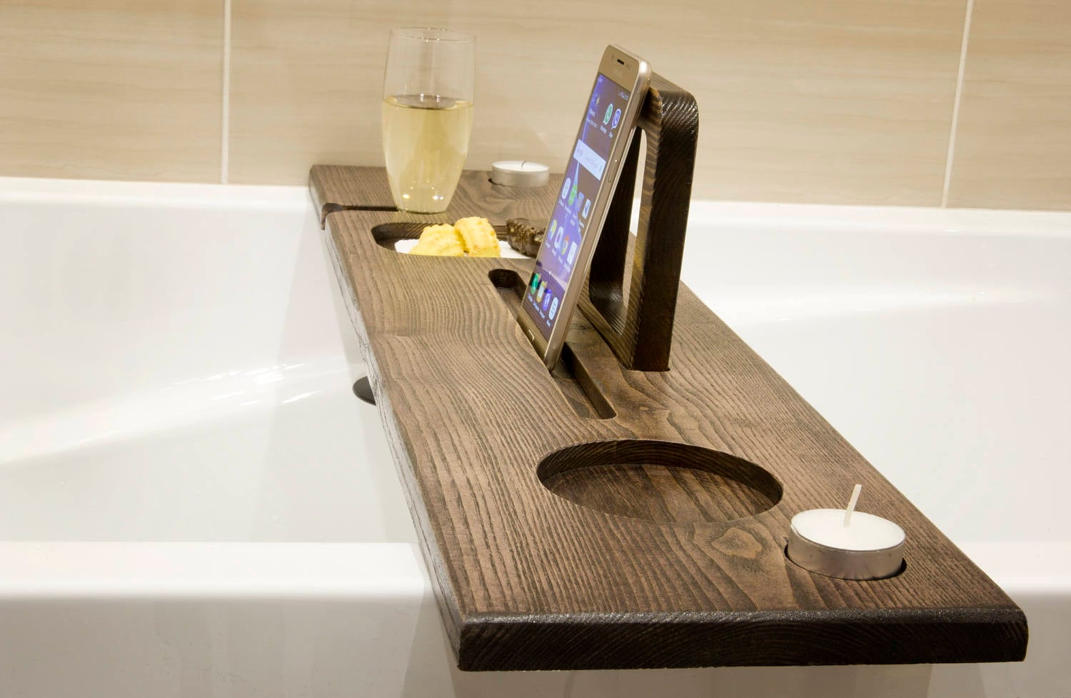Bath caddy Bath ipad stand Bath Drinks holder Birthday Etsy