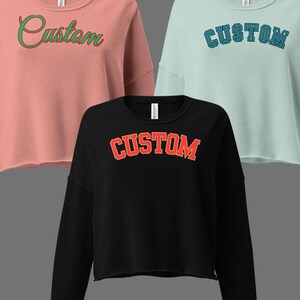 Sudadera corta universitaria personalizada, sudadera corta personalizada para mujer, sudadera corta con letras universitarias, sudadera corta universitaria