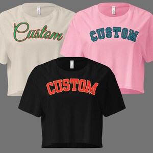 Camiseta corta universitaria personalizada, camiseta corta personalizada para mujer, camiseta corta con letras universitarias, camiseta corta universitaria, top corto para mujer
