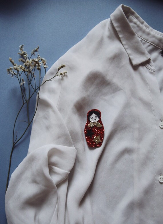 Natasha the Russian doll - handmade brooch