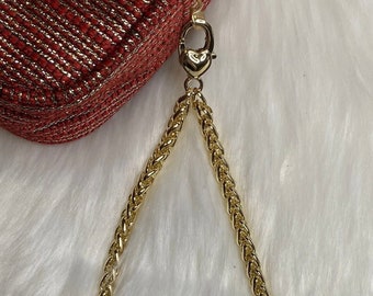 chain wristlet strap gold braided replacement metal chain strap for clutch pouch