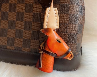 Handmade Horse Leather Bag Charm  Leather Goat Keychain